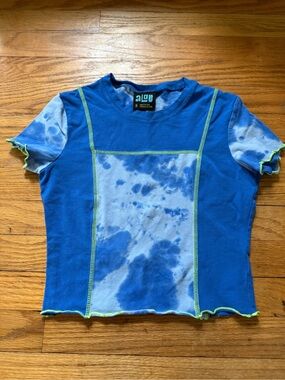 Algla Blue Tie-Dye Panel Crop Top